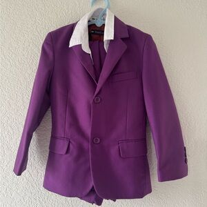 Kids Purple Suit with Blazer, Vest, White Dress Shirt and Slacks.
